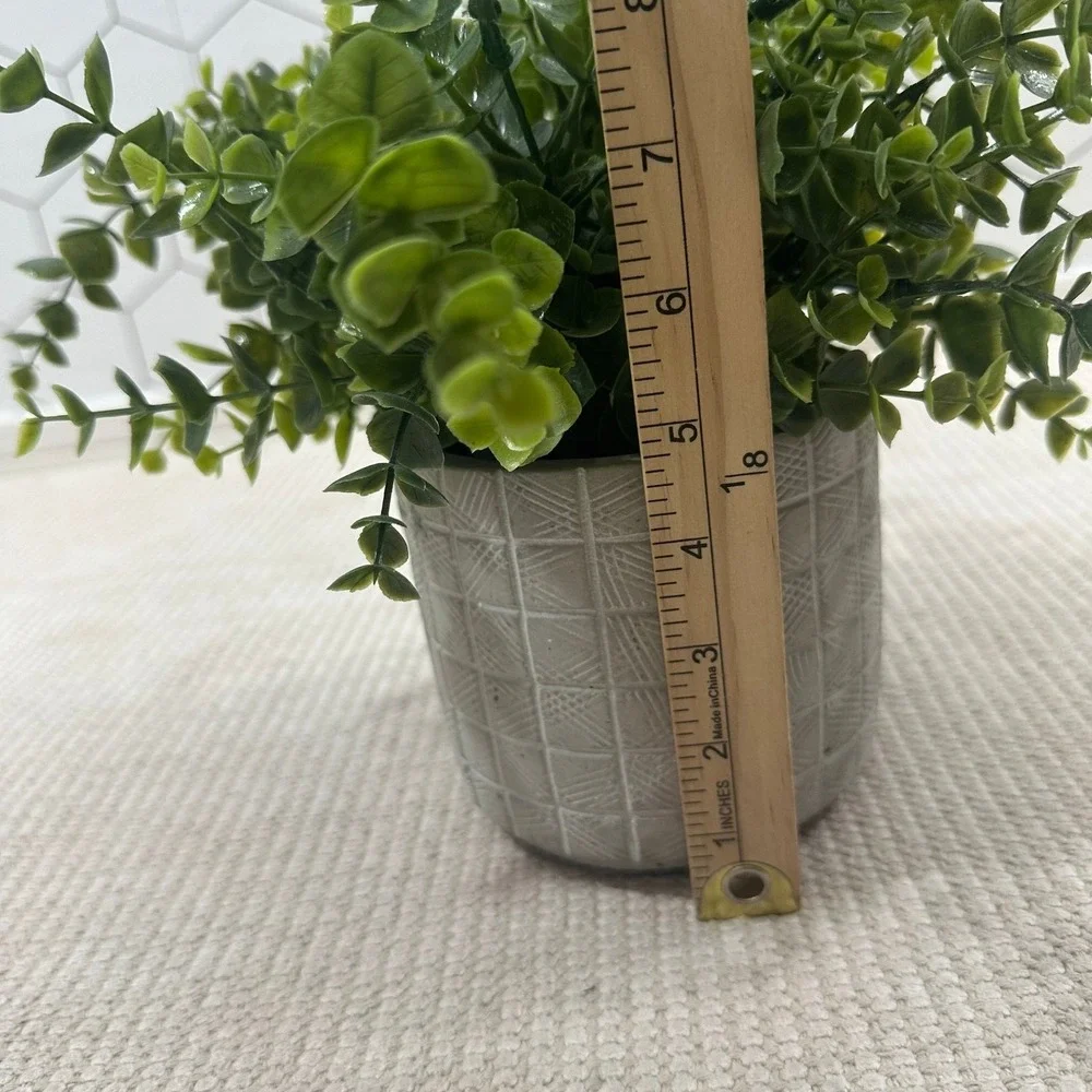 Artificial Eucalyptus Potted Plant Faux‎ Greenery in Grey Textured Cement Pot
